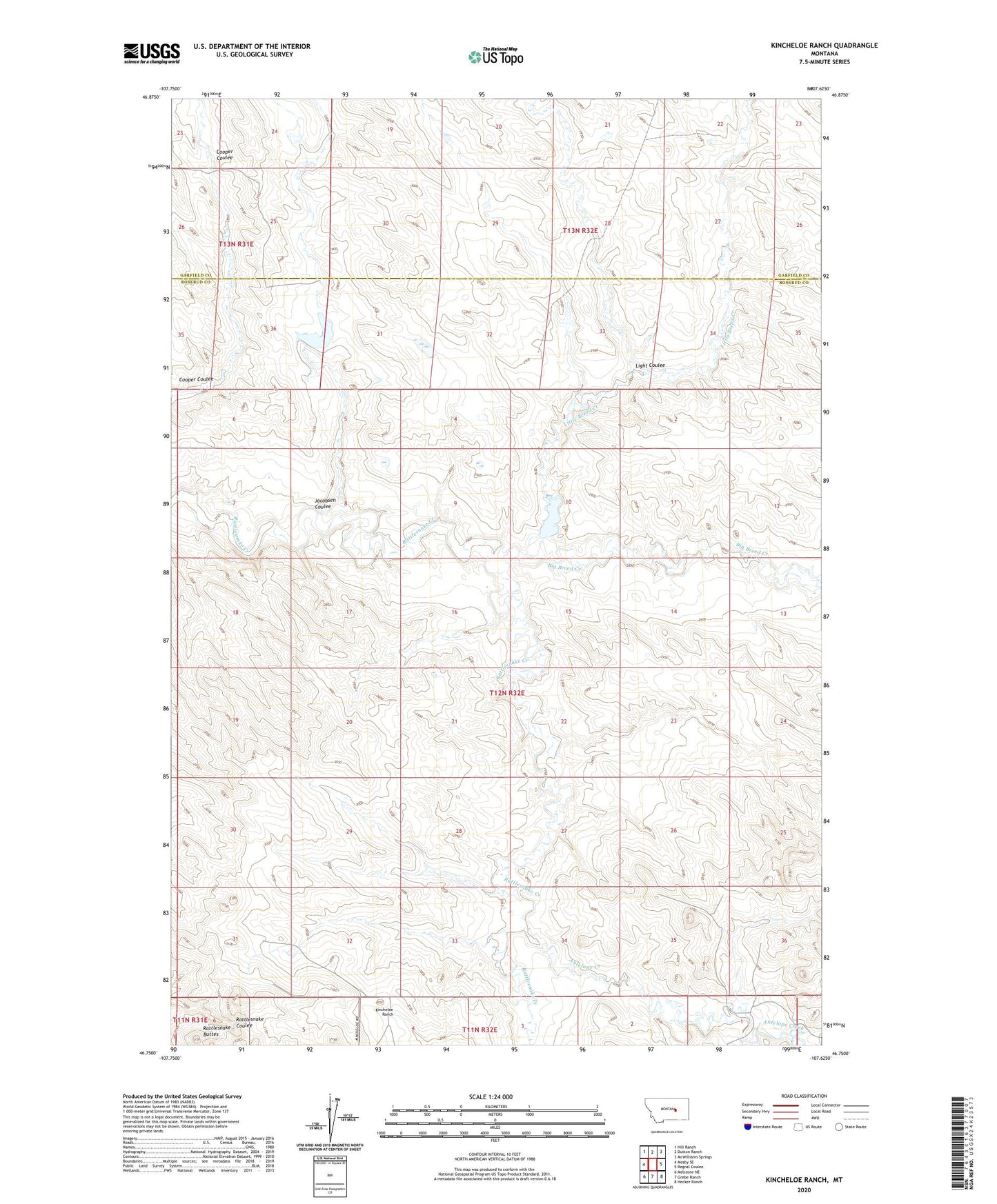 Kincheloe Ranch Montana US Topo Map Image