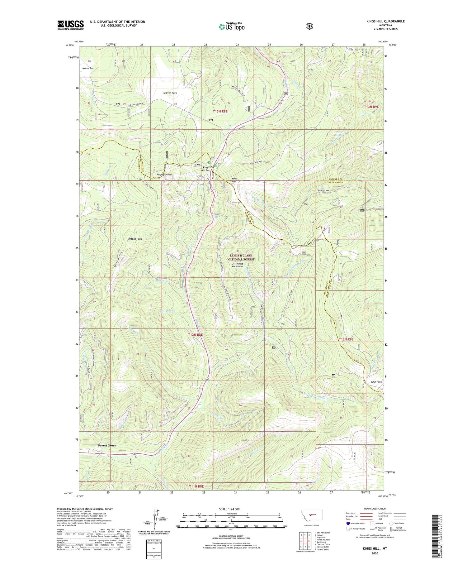 Kings Hill Montana US Topo Map Image