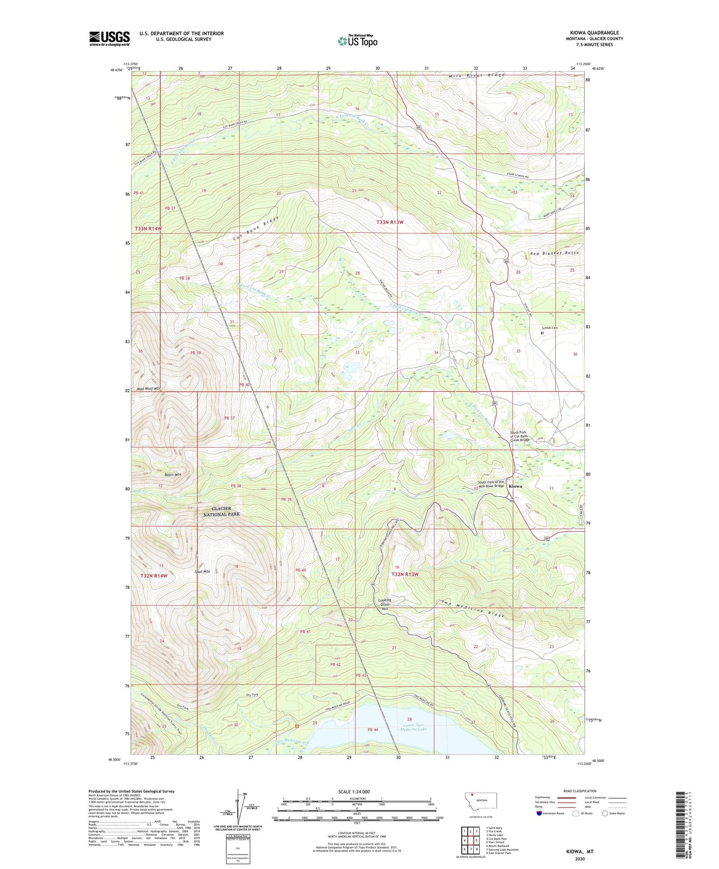 Kiowa Montana US Topo Map Image