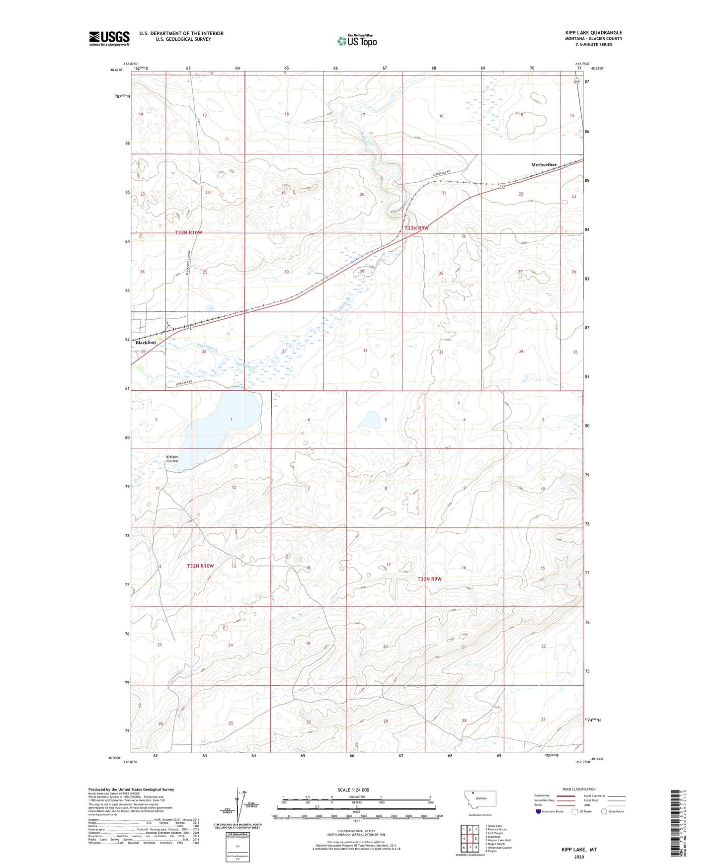 Kipp Lake Montana US Topo Map Image