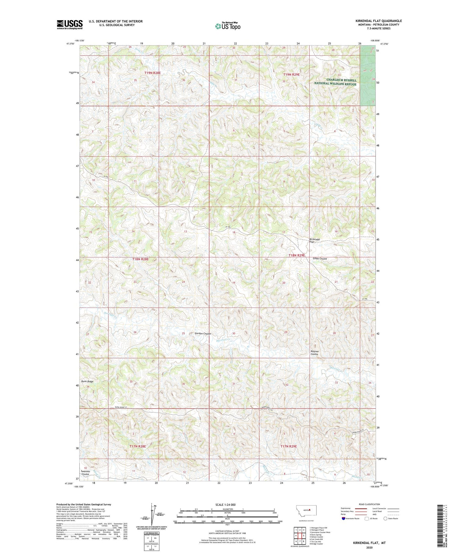 Kirkendal Flat Montana US Topo Map Image
