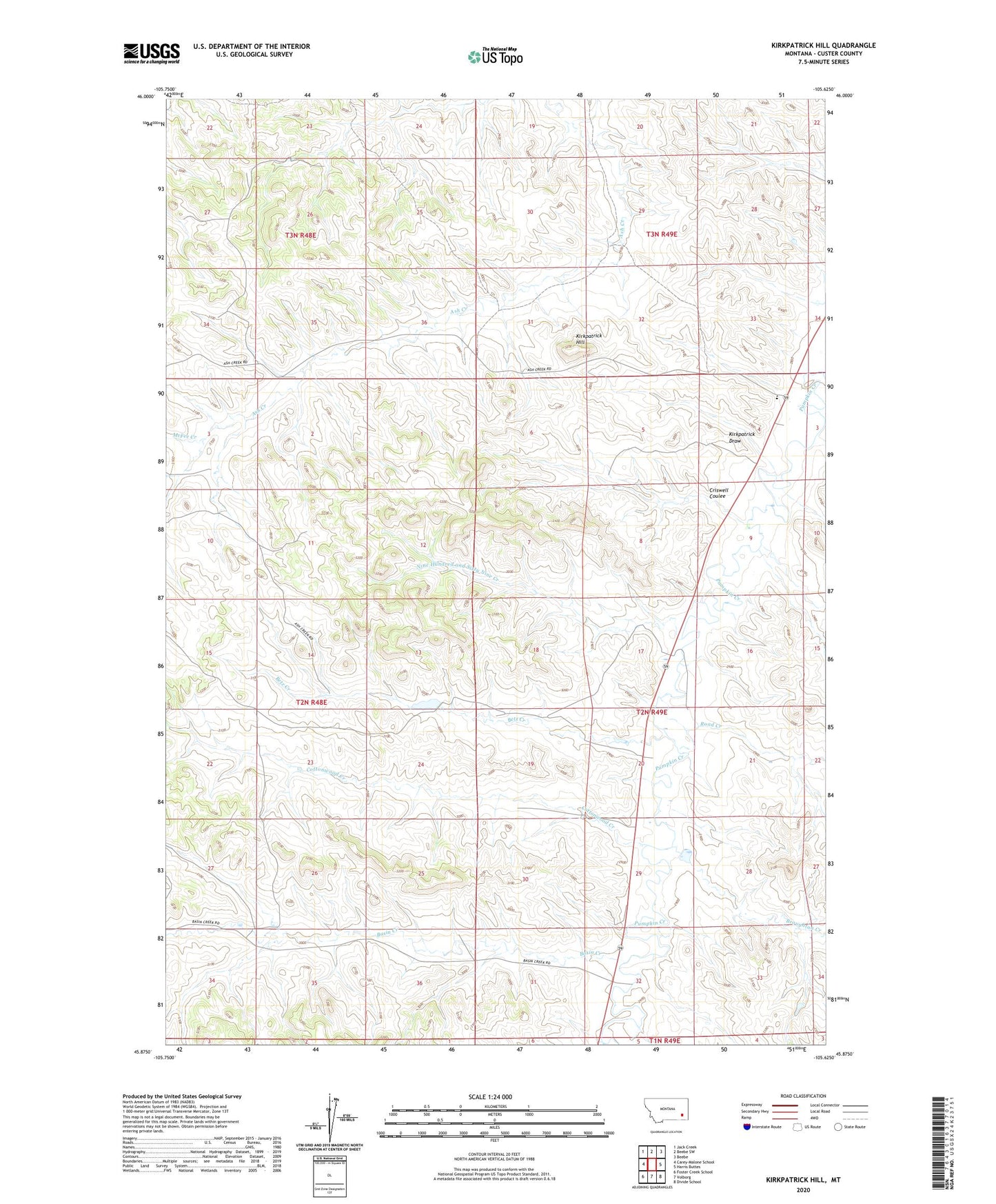 Kirkpatrick Hill Montana US Topo Map Image
