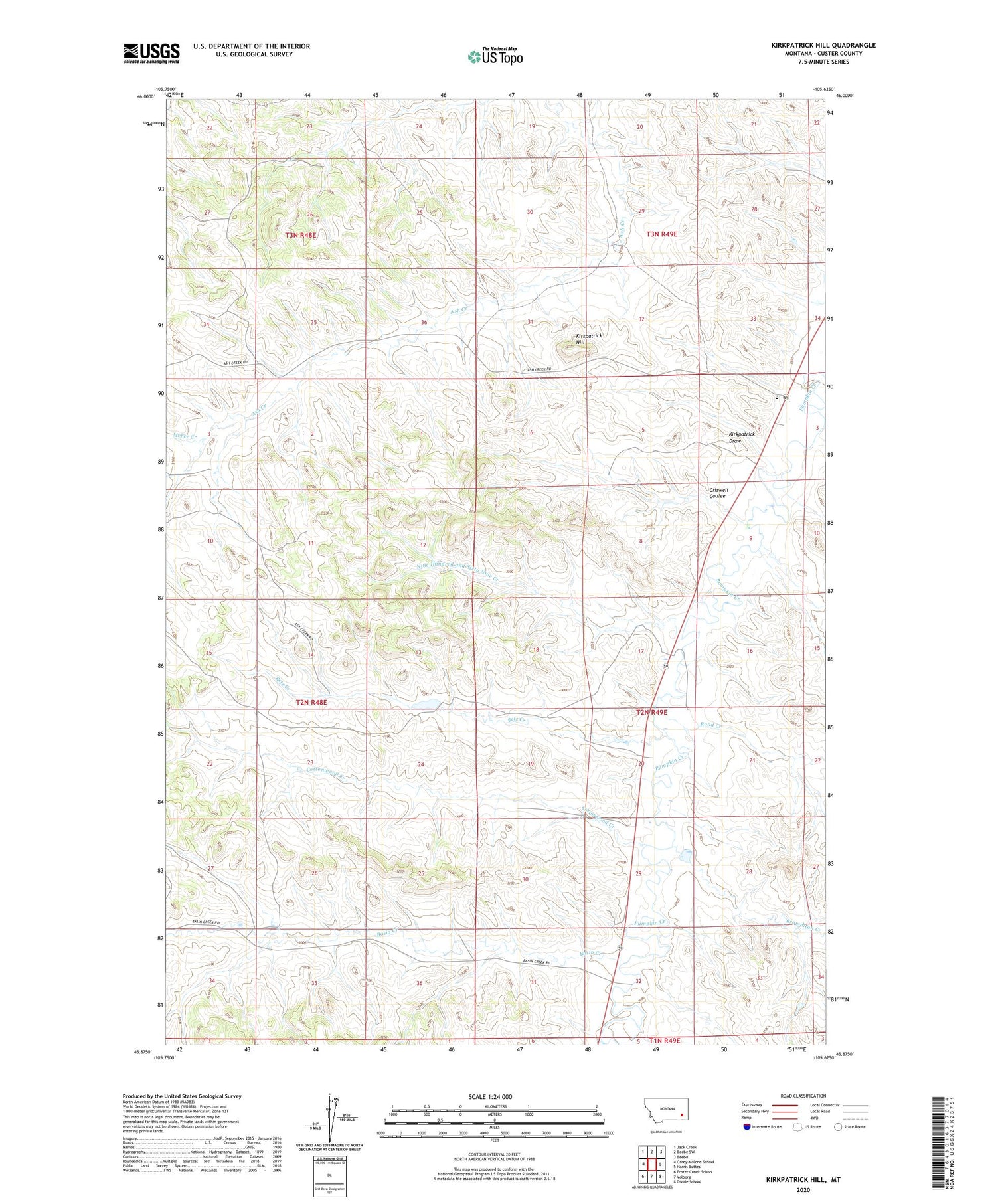Kirkpatrick Hill Montana US Topo Map Image