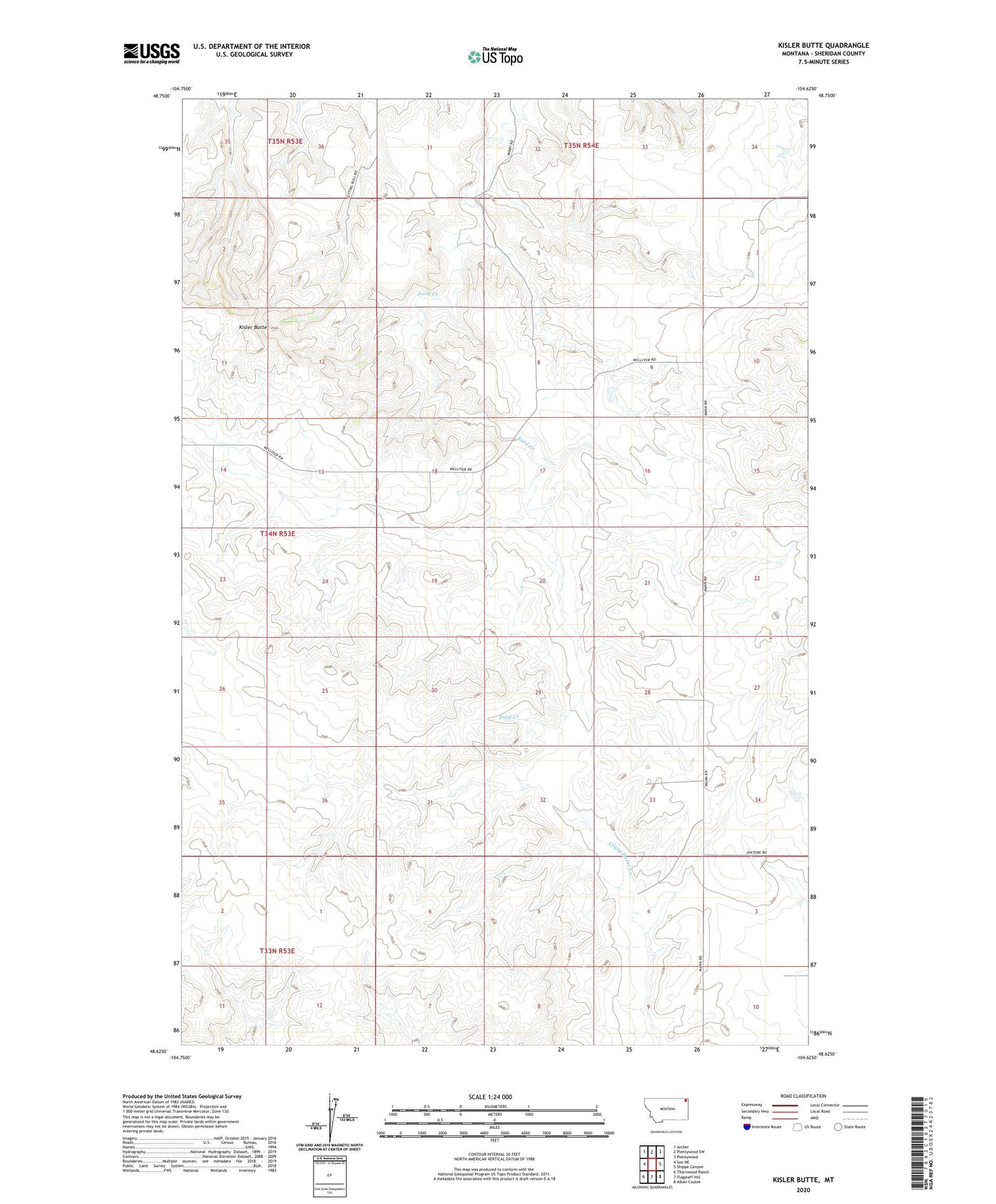Kisler Butte Montana US Topo Map Image