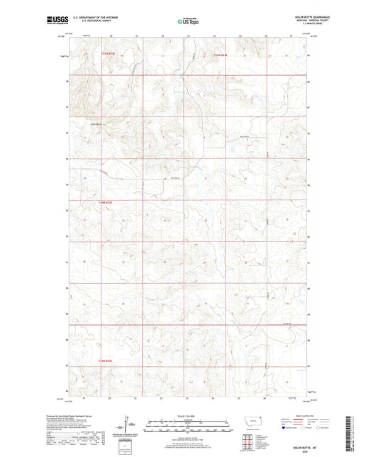 Kisler Butte Montana US Topo Map Image