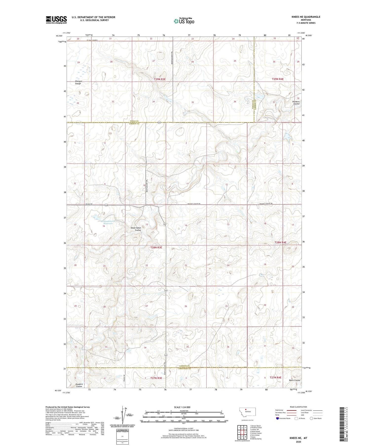 Knees NE Montana US Topo Map Image