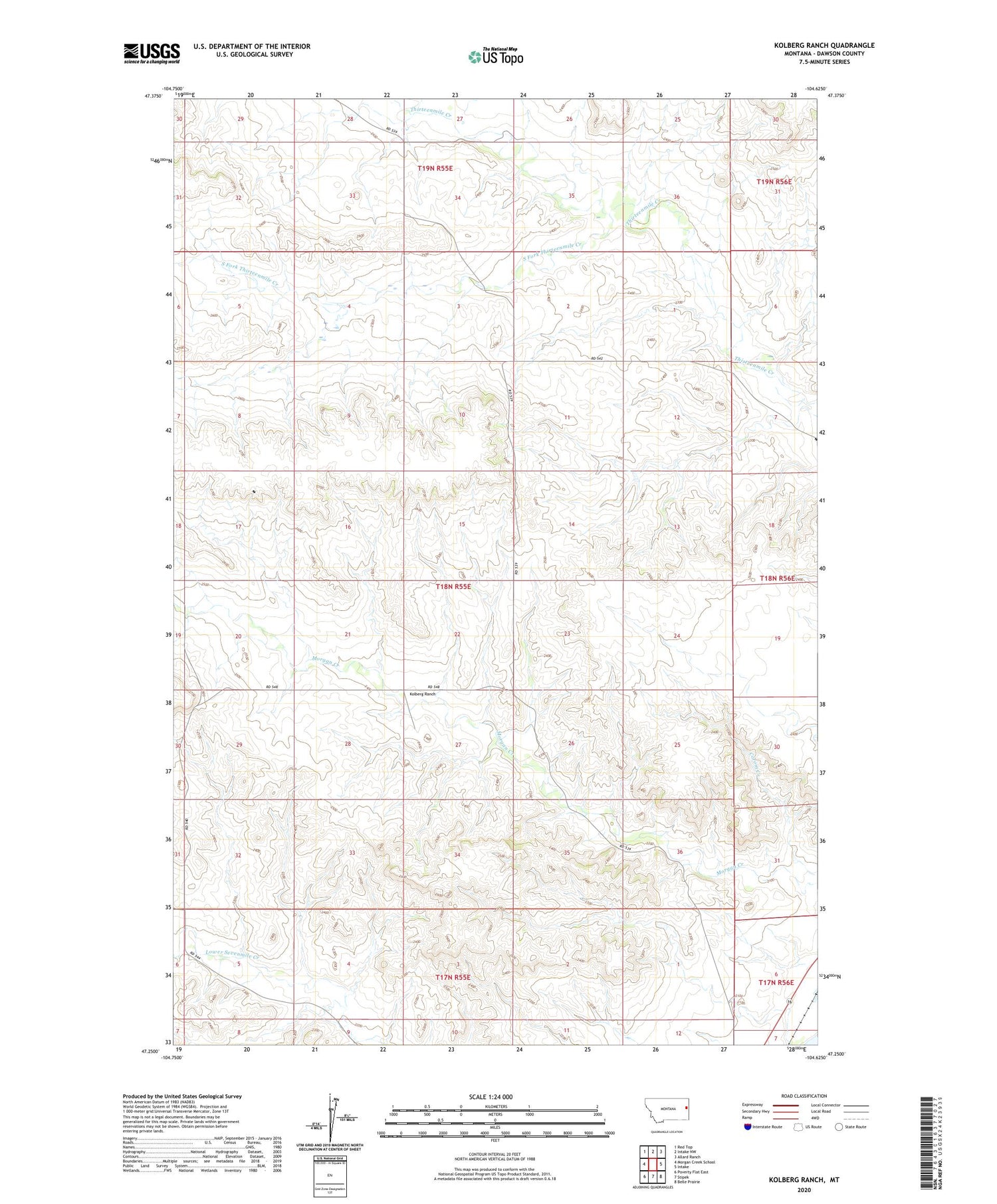 Kolberg Ranch Montana US Topo Map Image