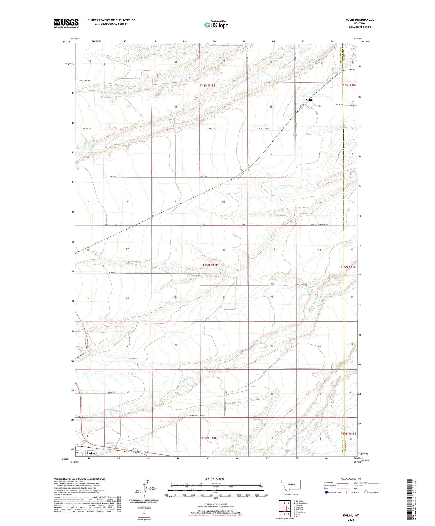 Kolin Montana US Topo Map Image