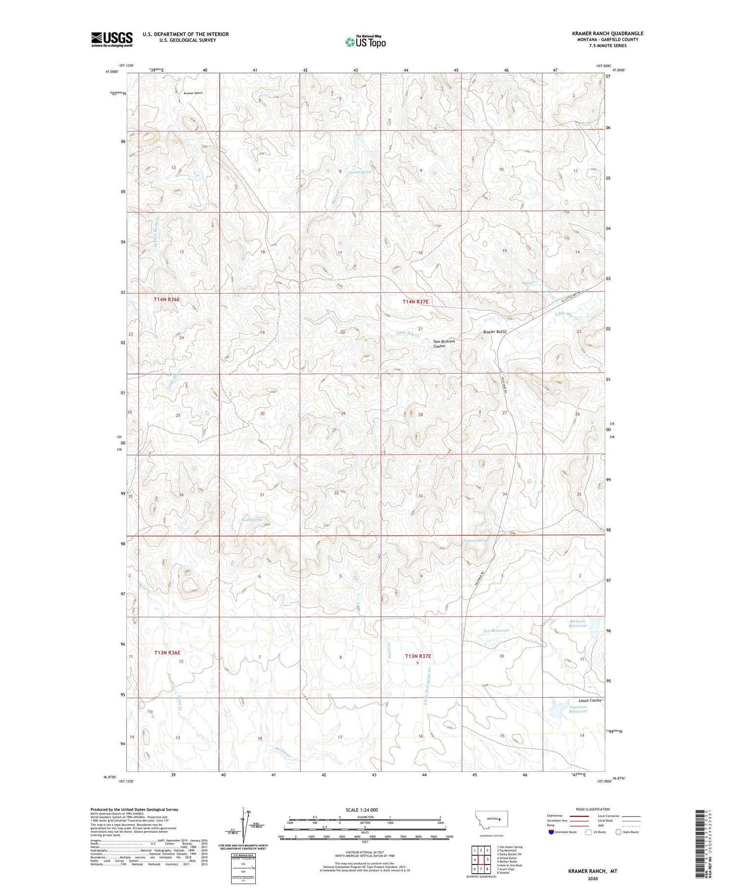 Kramer Ranch Montana US Topo Map Image