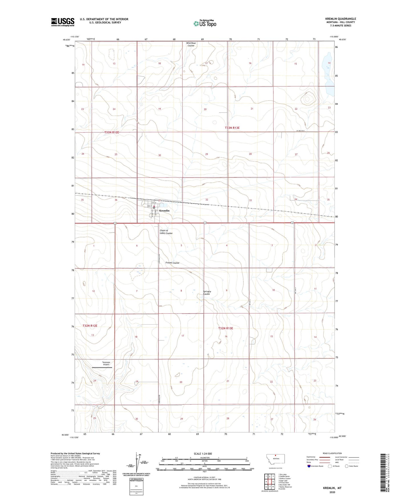 Kremlin Montana US Topo Map Image