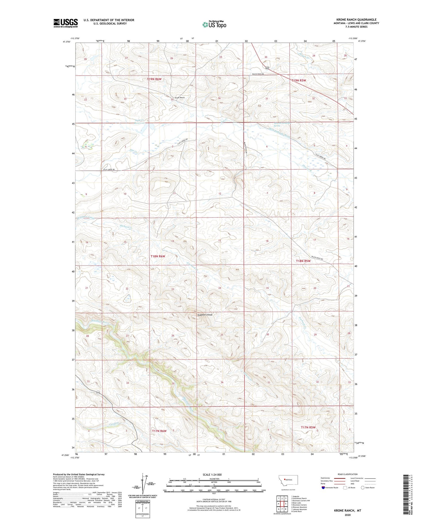 Krone Ranch Montana US Topo Map Image