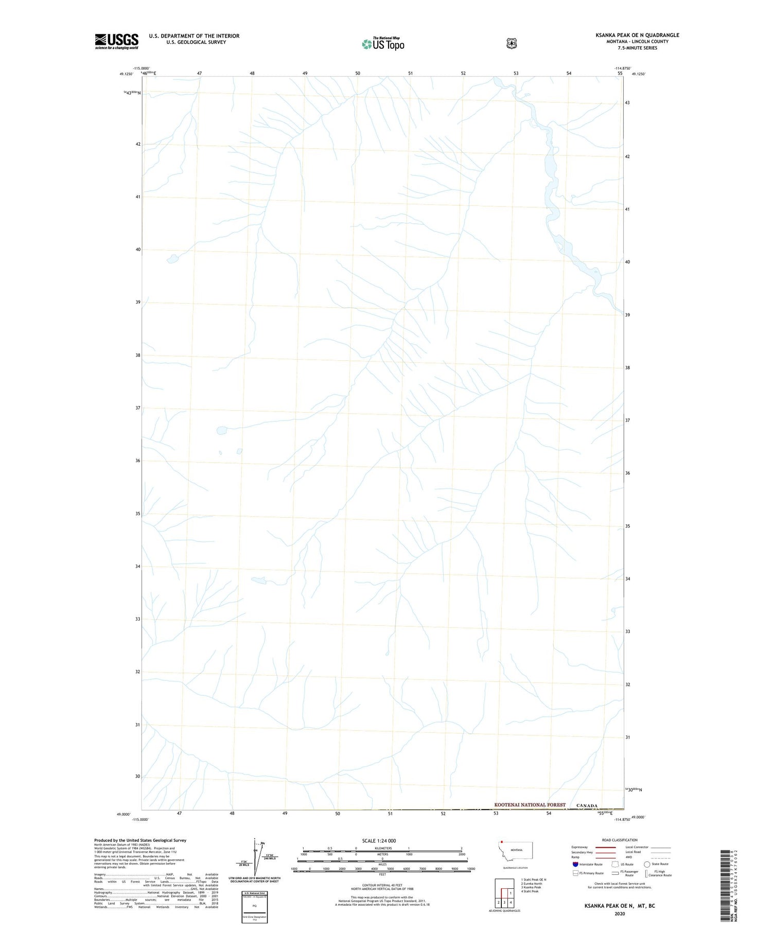 Ksanka Peak OE N Montana US Topo Map Image