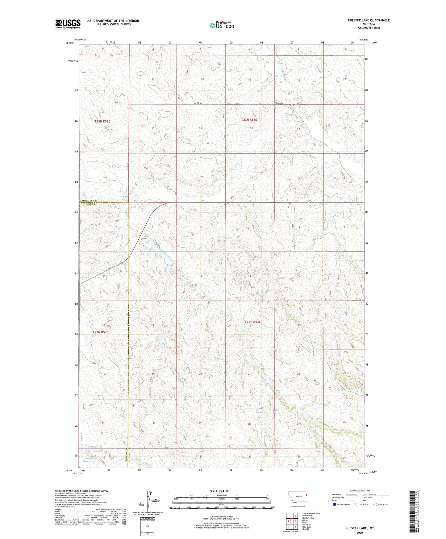 Kuester Lake Montana US Topo Map Image