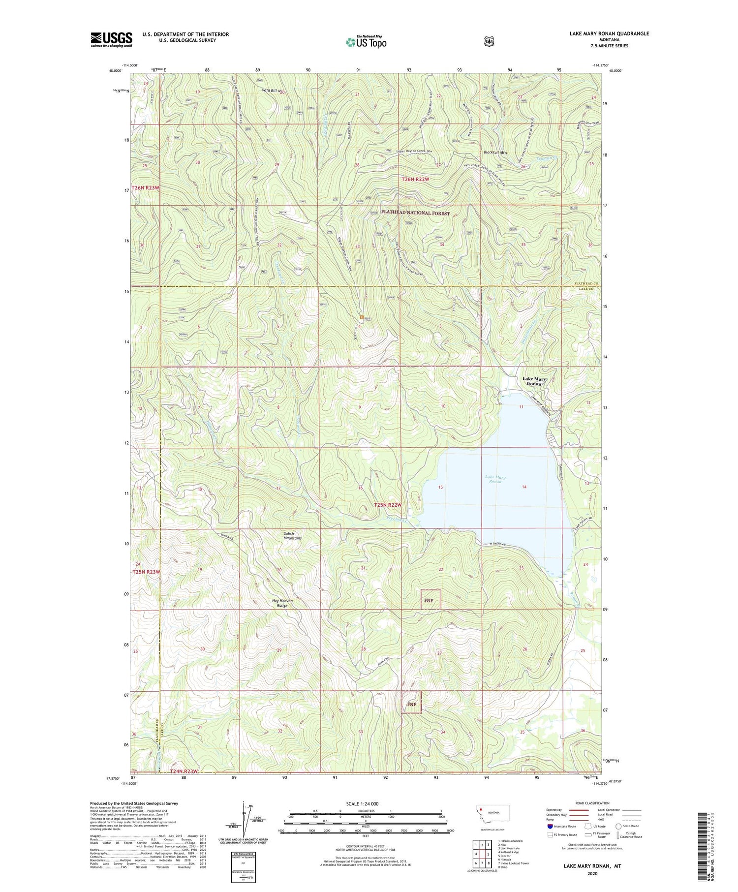 Lake Mary Ronan Montana US Topo Map Image