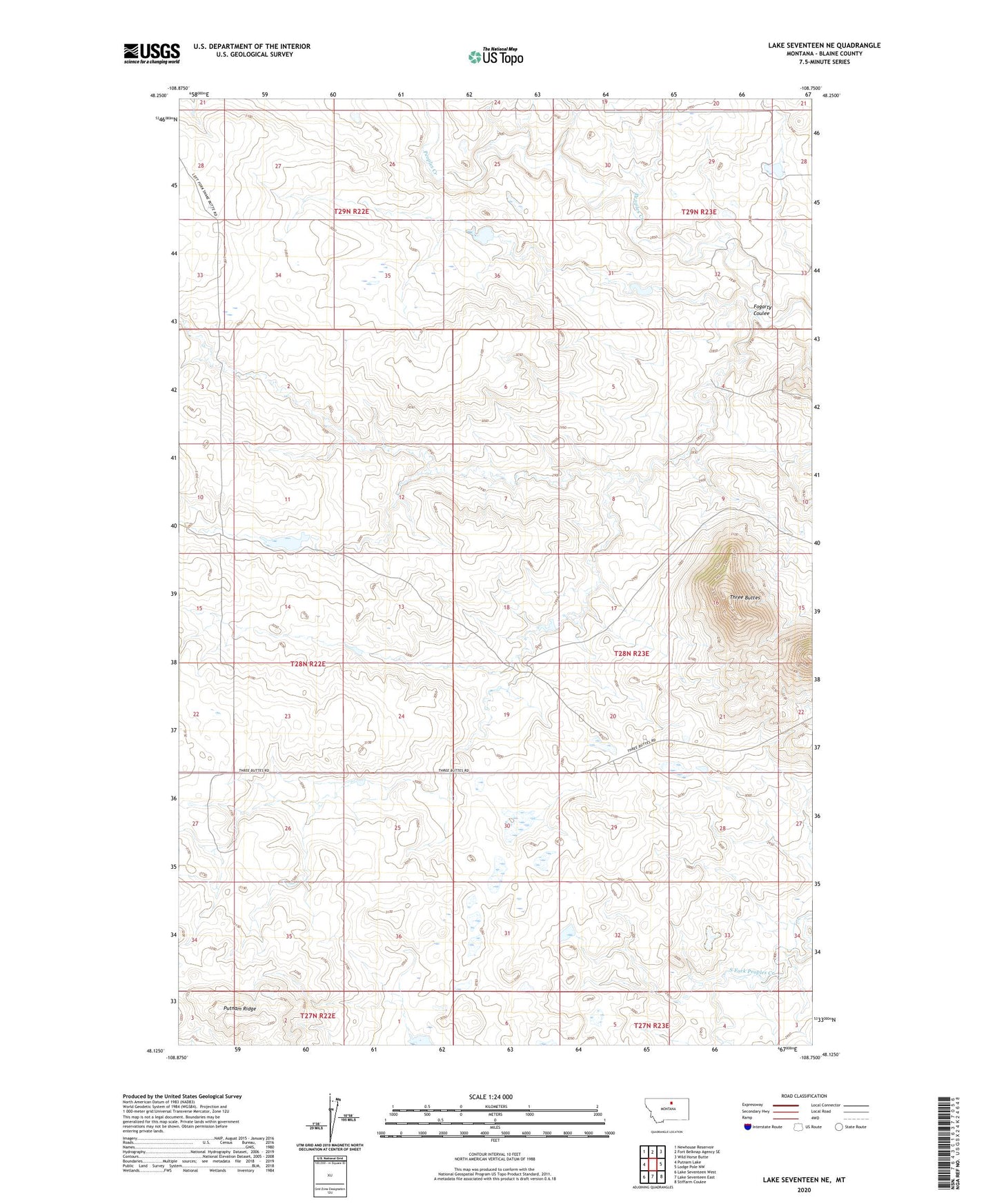 Lake Seventeen NE Montana US Topo Map Image