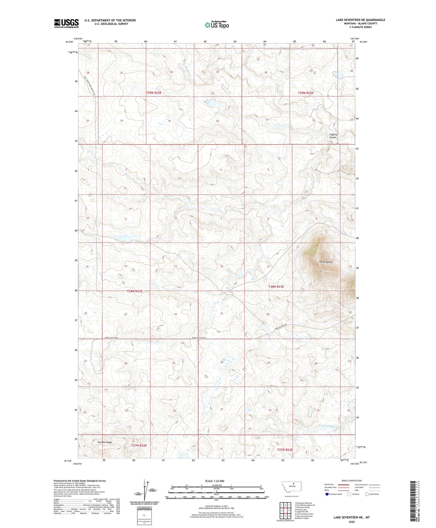 Lake Seventeen NE Montana US Topo Map Image