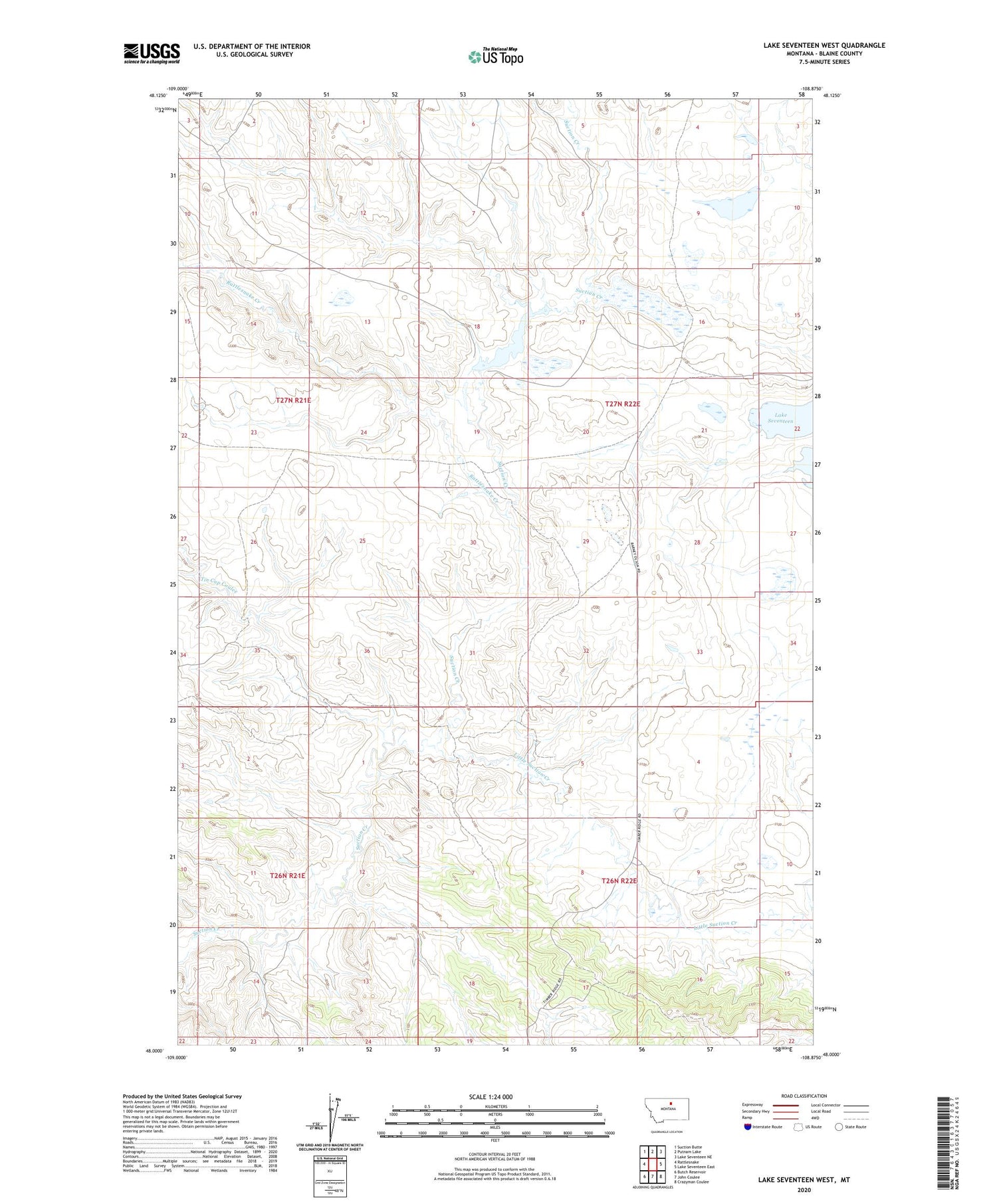 Lake Seventeen West Montana US Topo Map Image