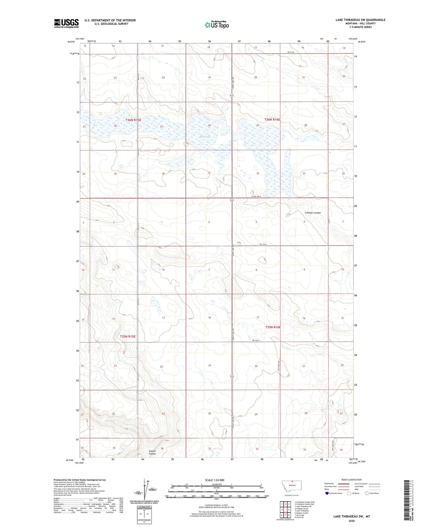 Lake Thibadeau SW Montana US Topo Map Image