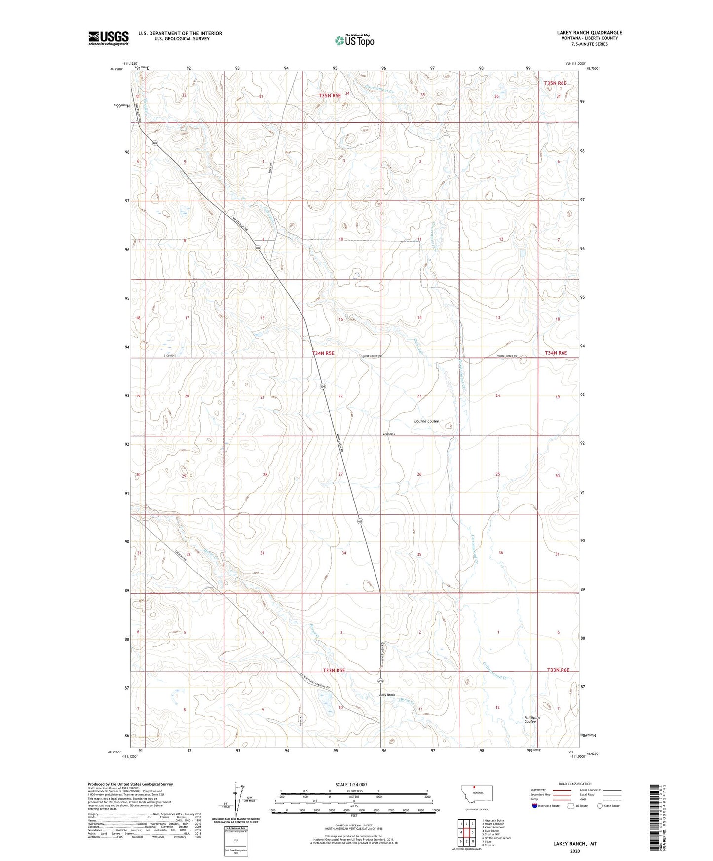 Lakey Ranch Montana US Topo Map Image