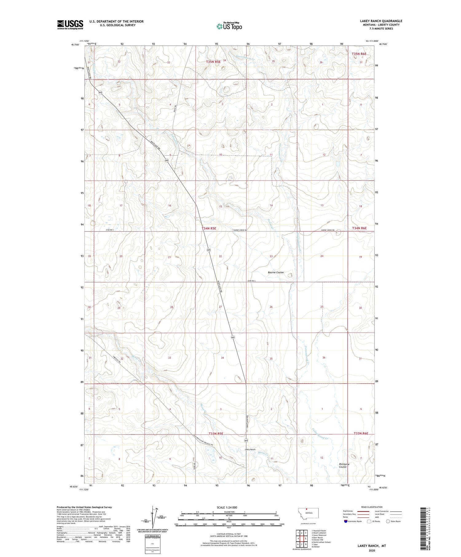 Lakey Ranch Montana US Topo Map Image