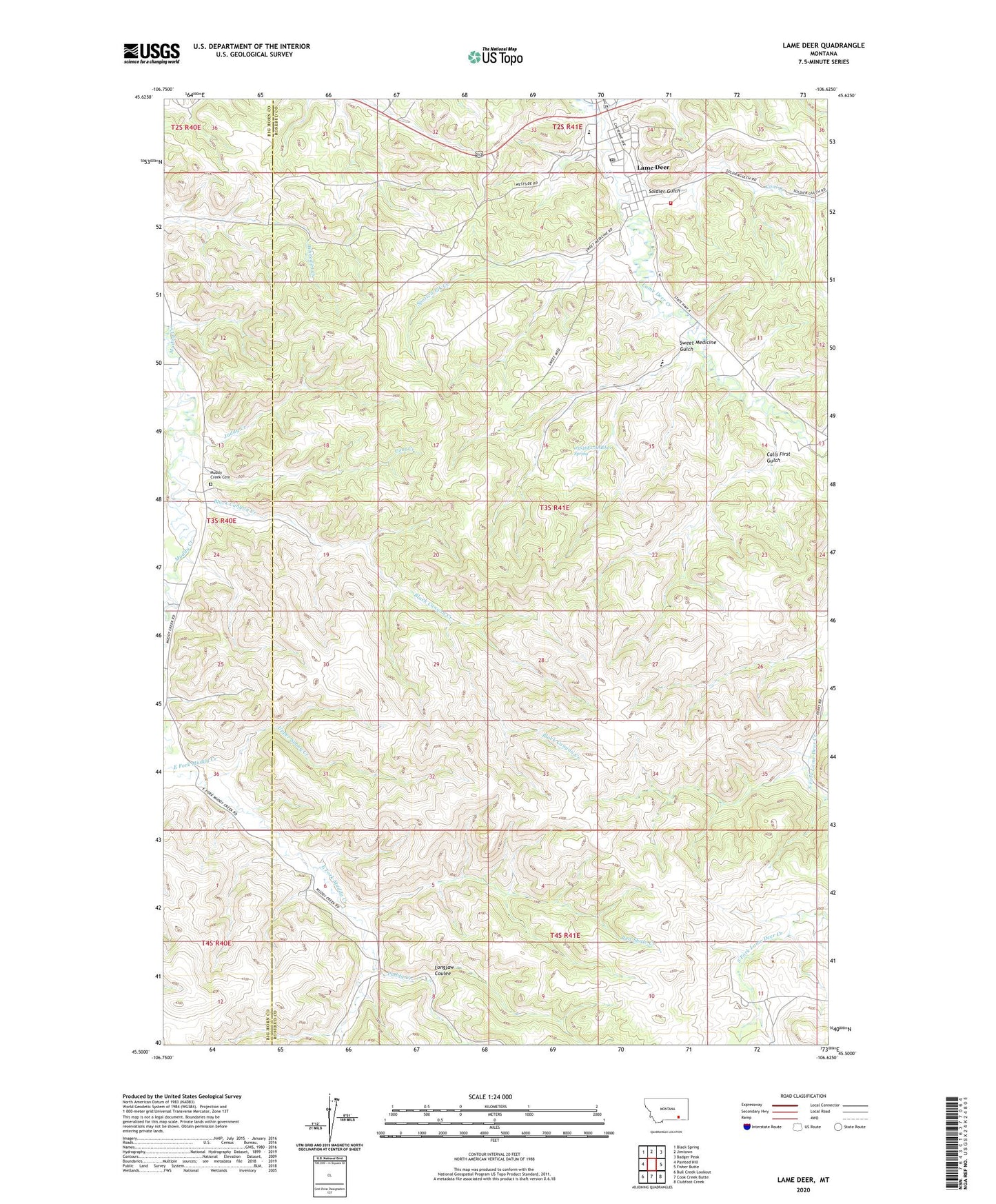Lame Deer Montana US Topo Map Image