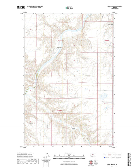 Lander Crossing Montana US Topo Map Image