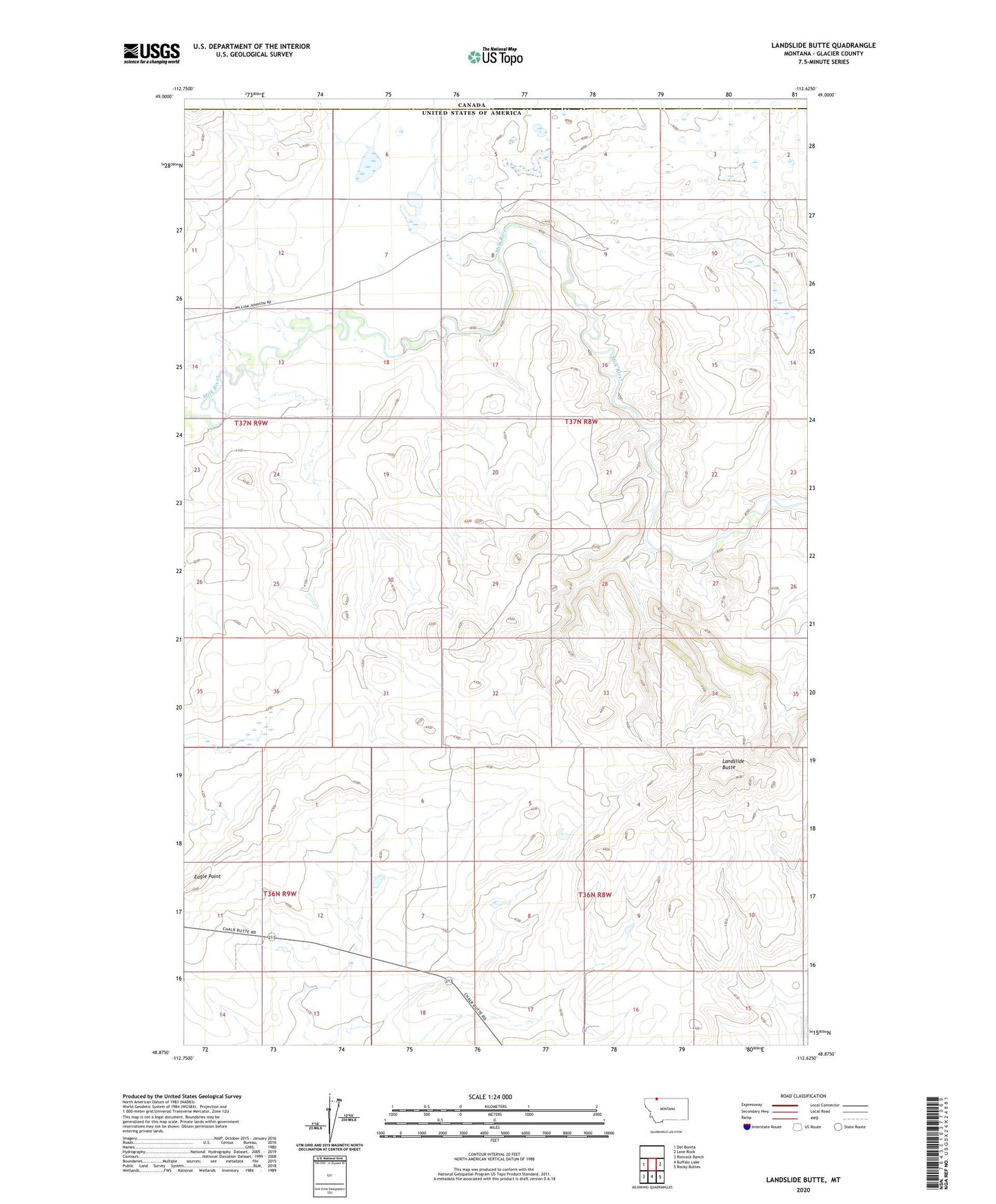 Landslide Butte Montana US Topo Map Image