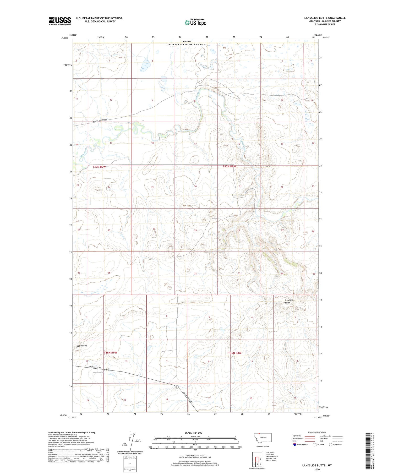 Landslide Butte Montana US Topo Map Image