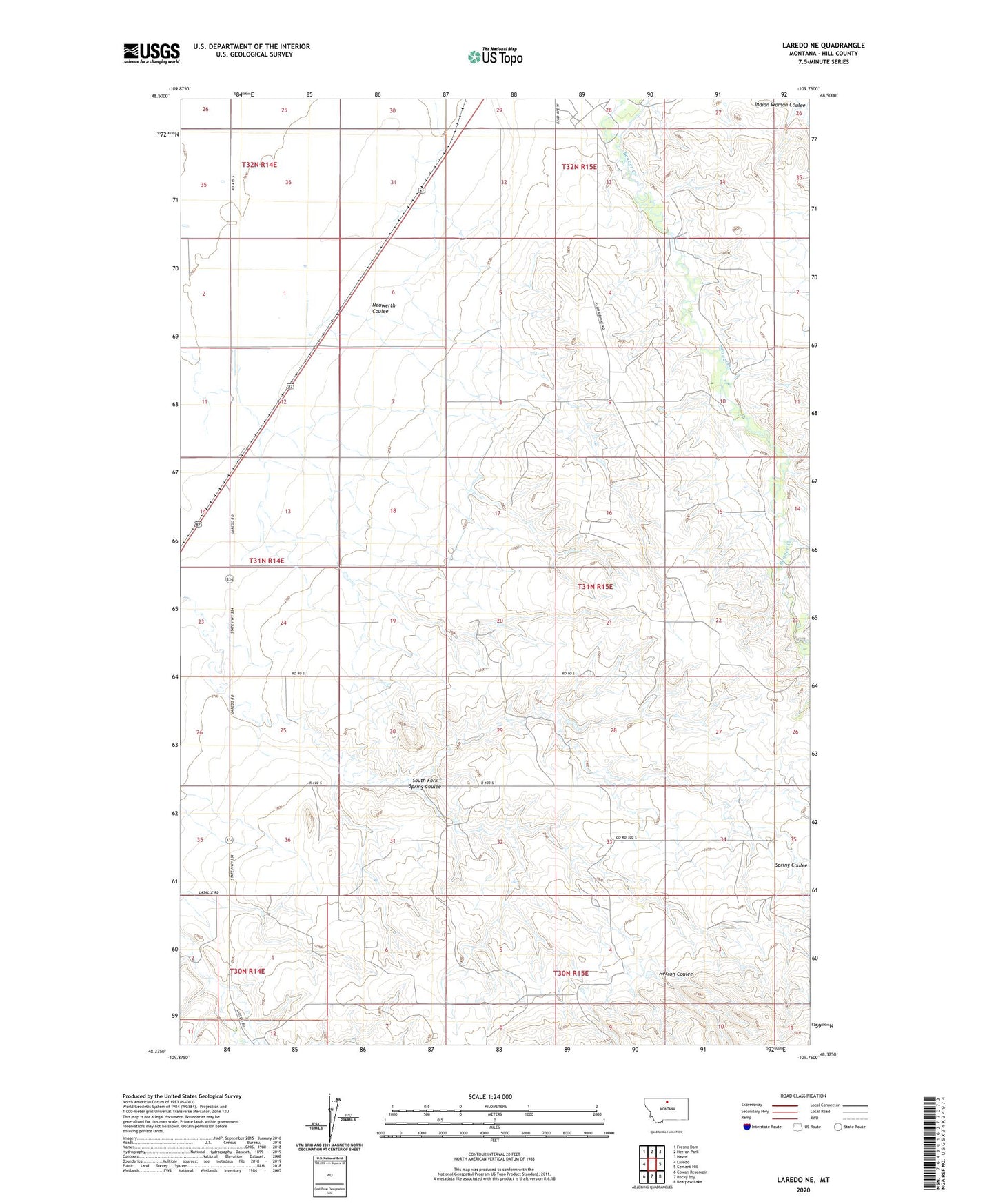 Laredo NE Montana US Topo Map Image