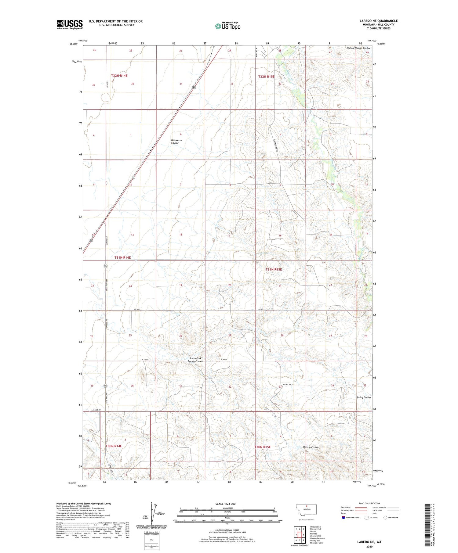 Laredo NE Montana US Topo Map Image