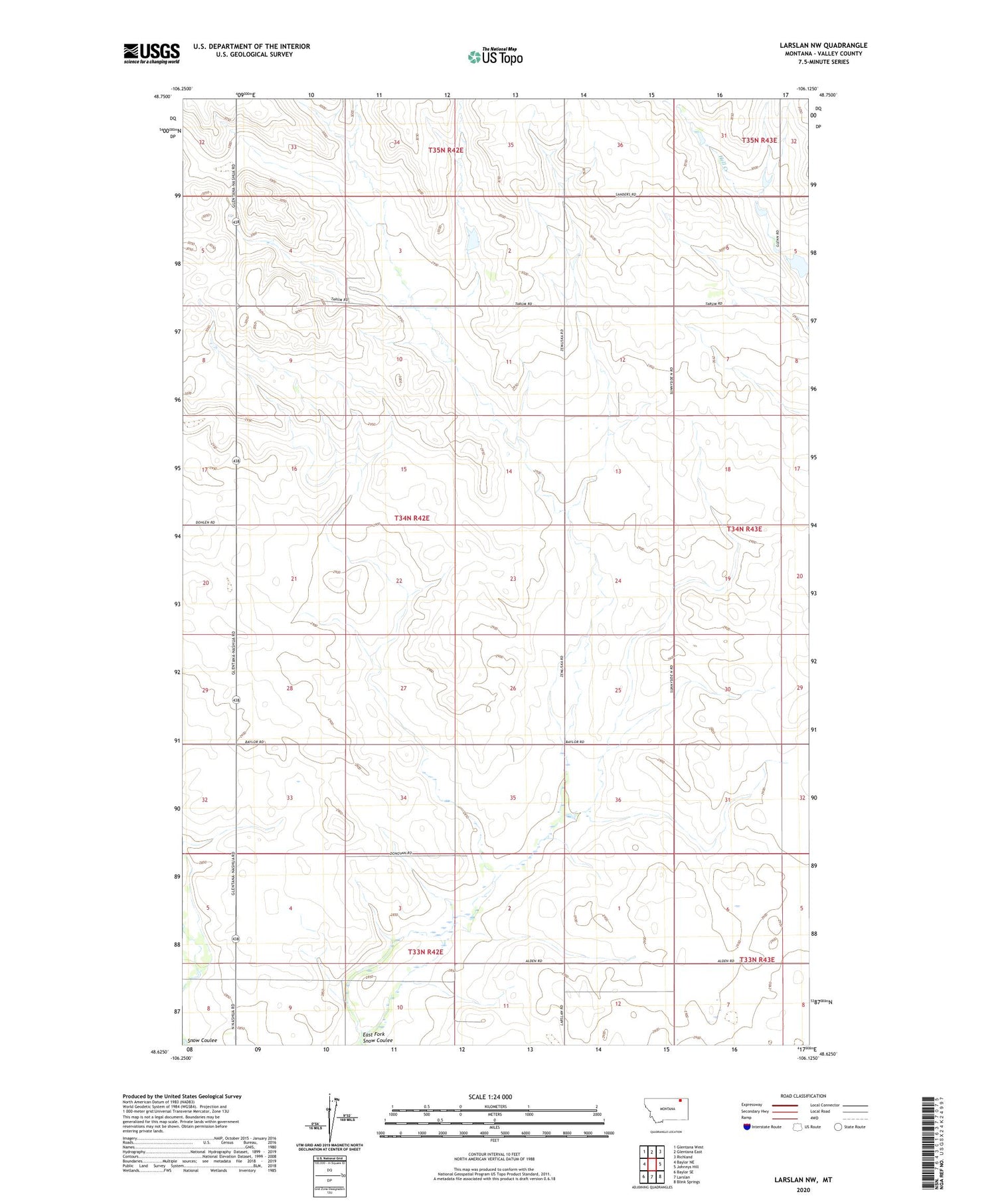 Larslan NW Montana US Topo Map Image