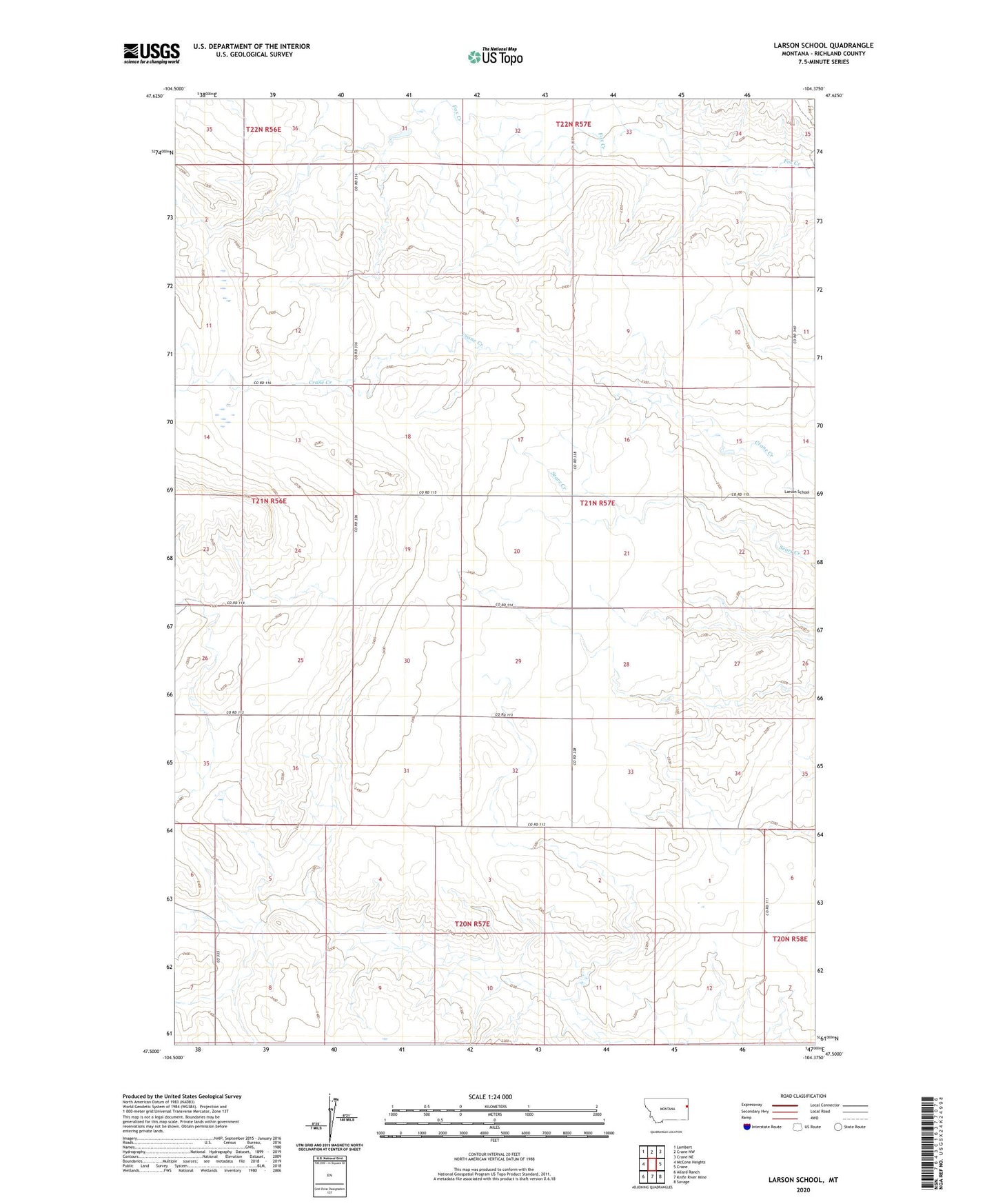 Larson School Montana US Topo Map Image