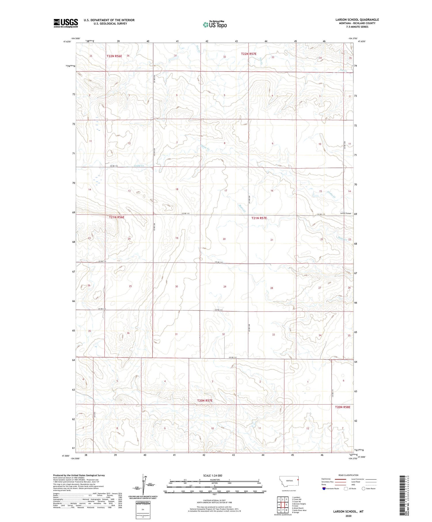 Larson School Montana US Topo Map Image