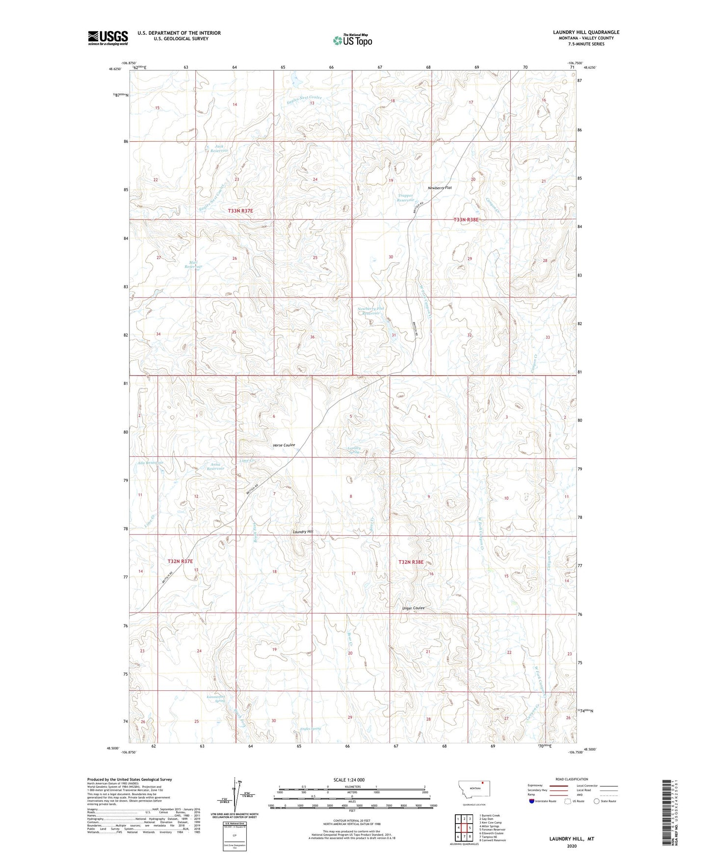 Laundry Hill Montana US Topo Map Image