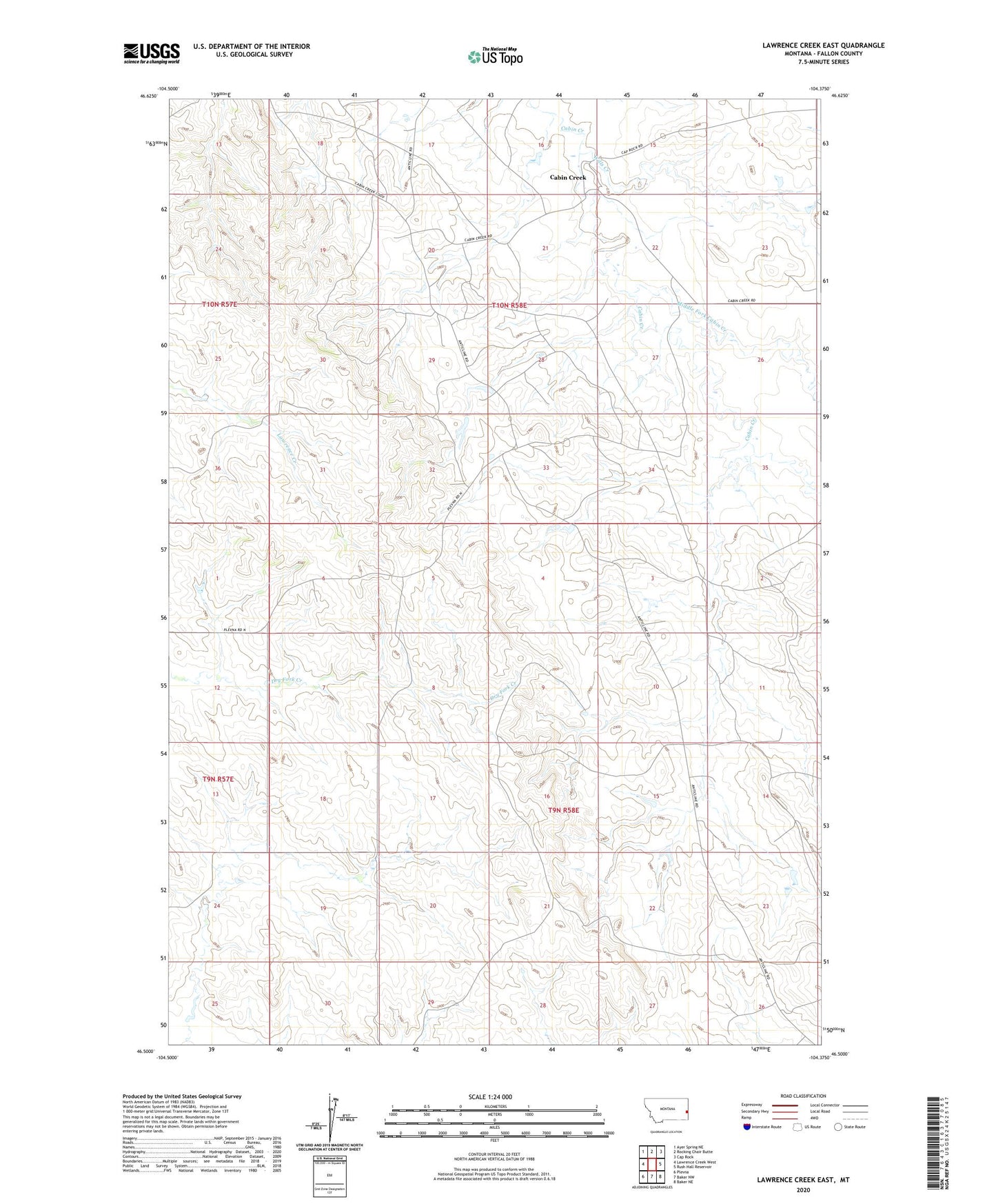 Lawrence Creek East Montana US Topo Map Image