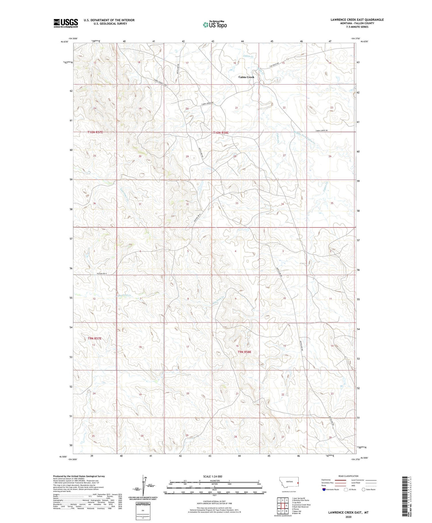 Lawrence Creek East Montana US Topo Map Image