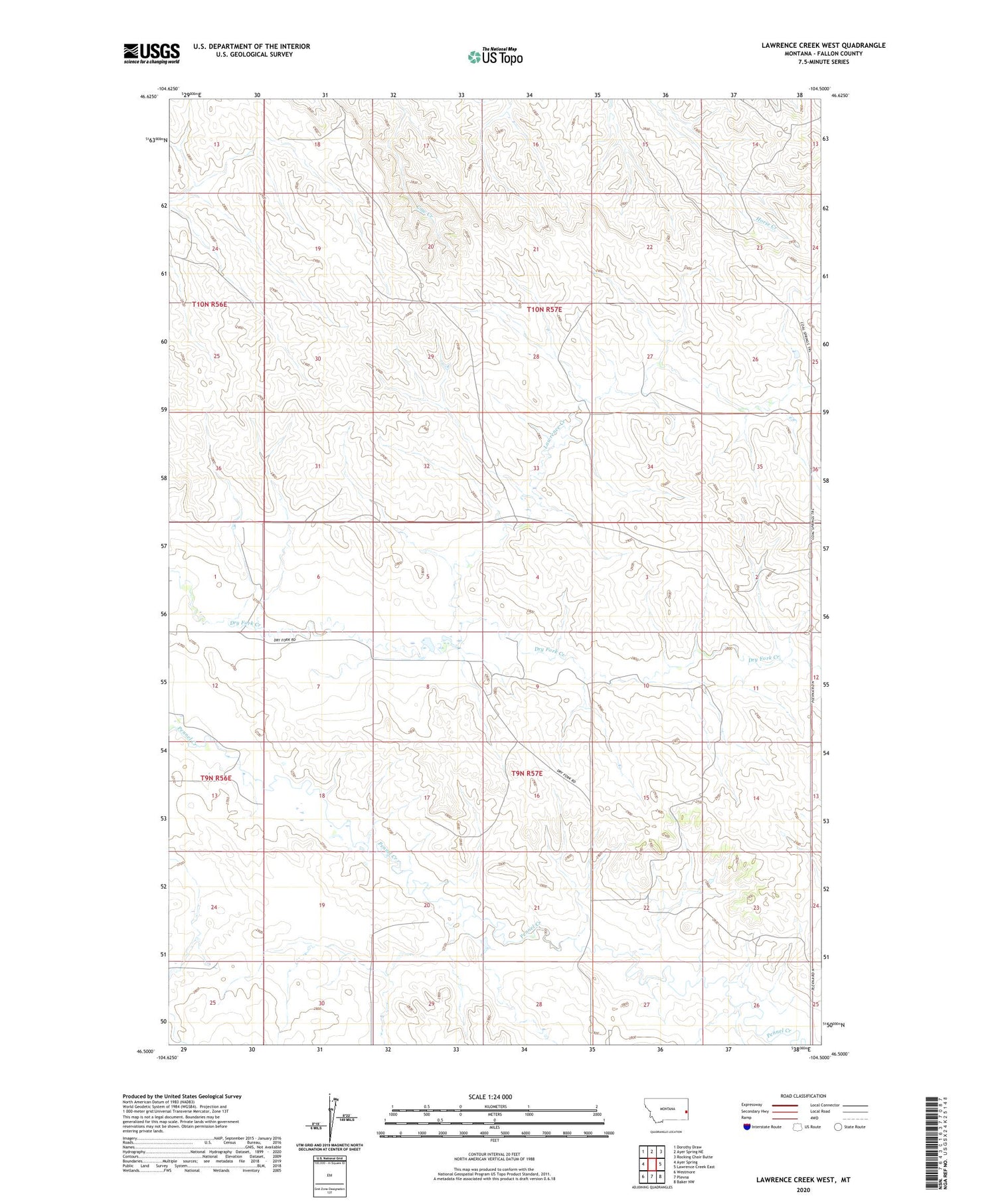 Lawrence Creek West Montana US Topo Map Image