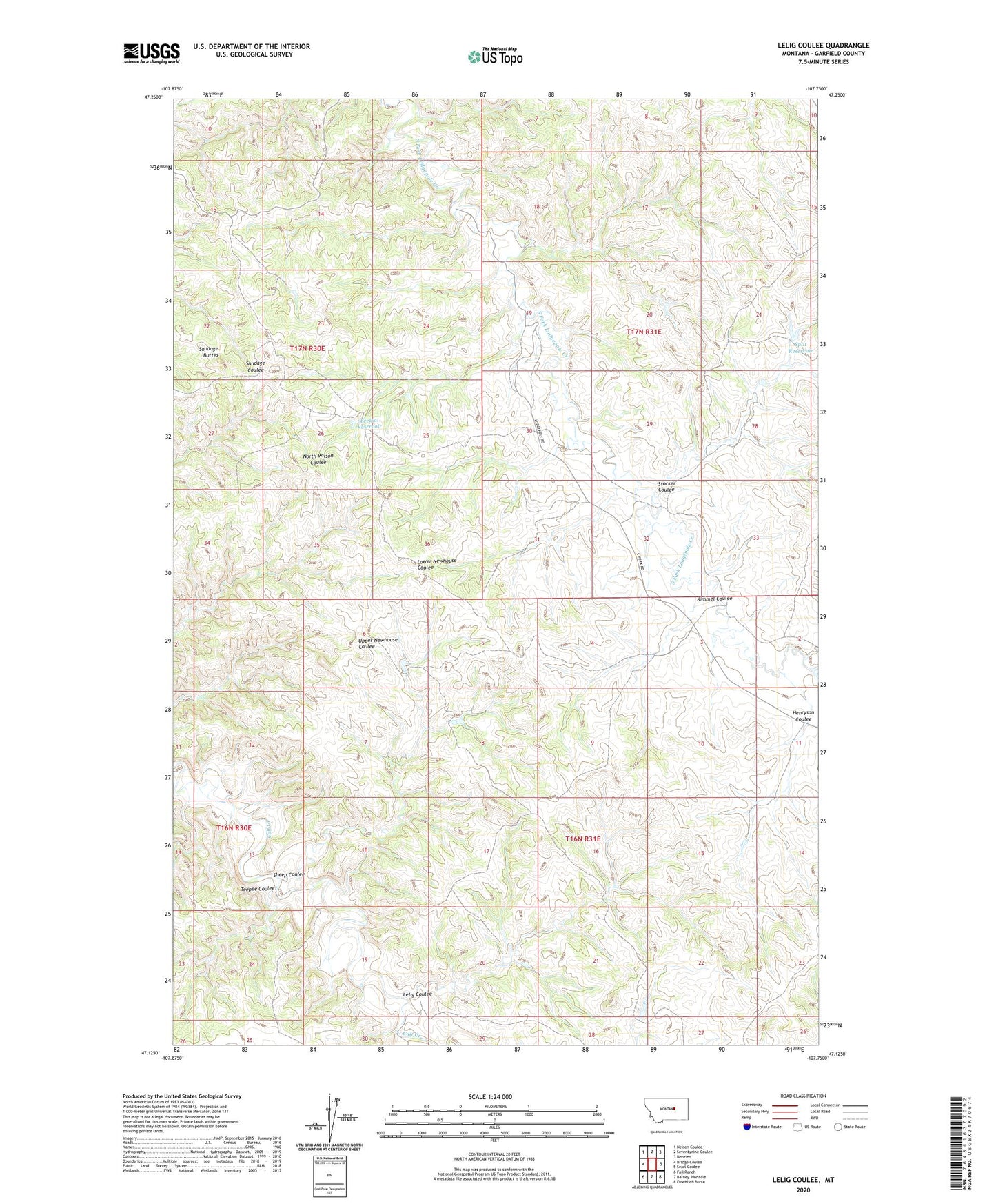 Lelig Coulee Montana US Topo Map Image