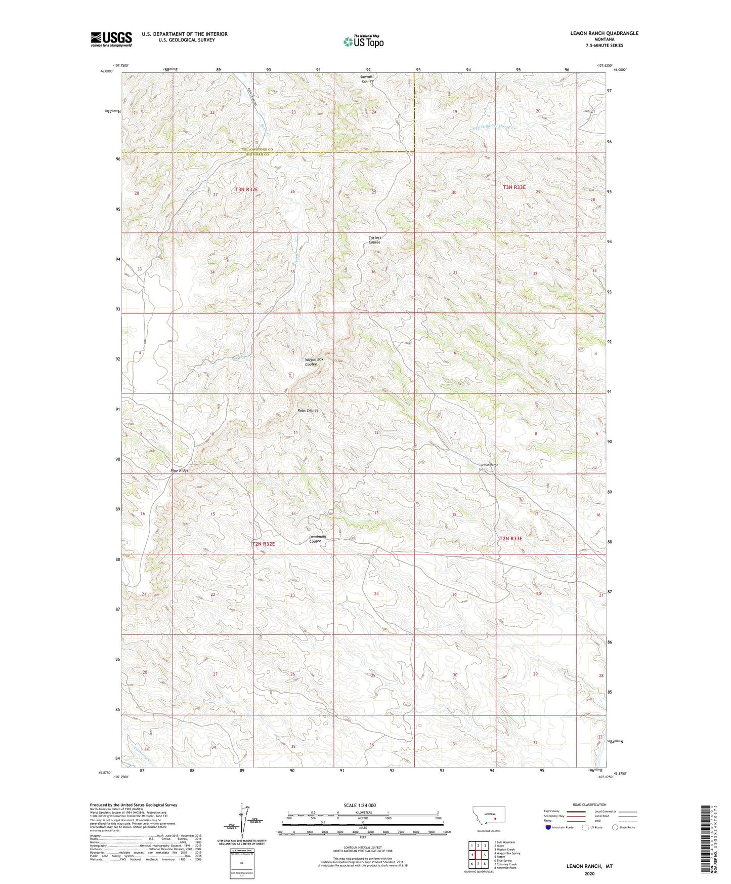 Lemon Ranch Montana US Topo Map Image