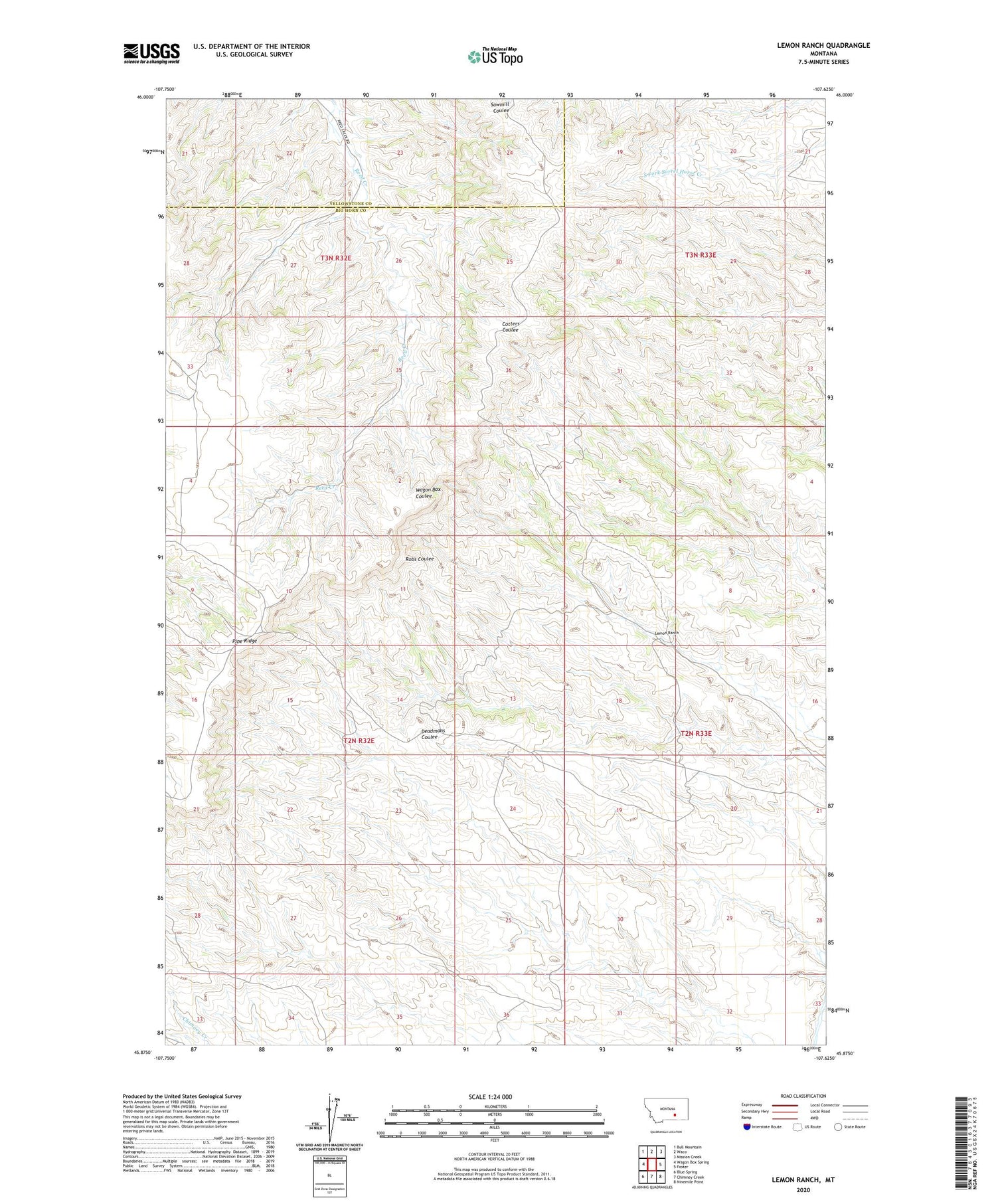 Lemon Ranch Montana US Topo Map Image