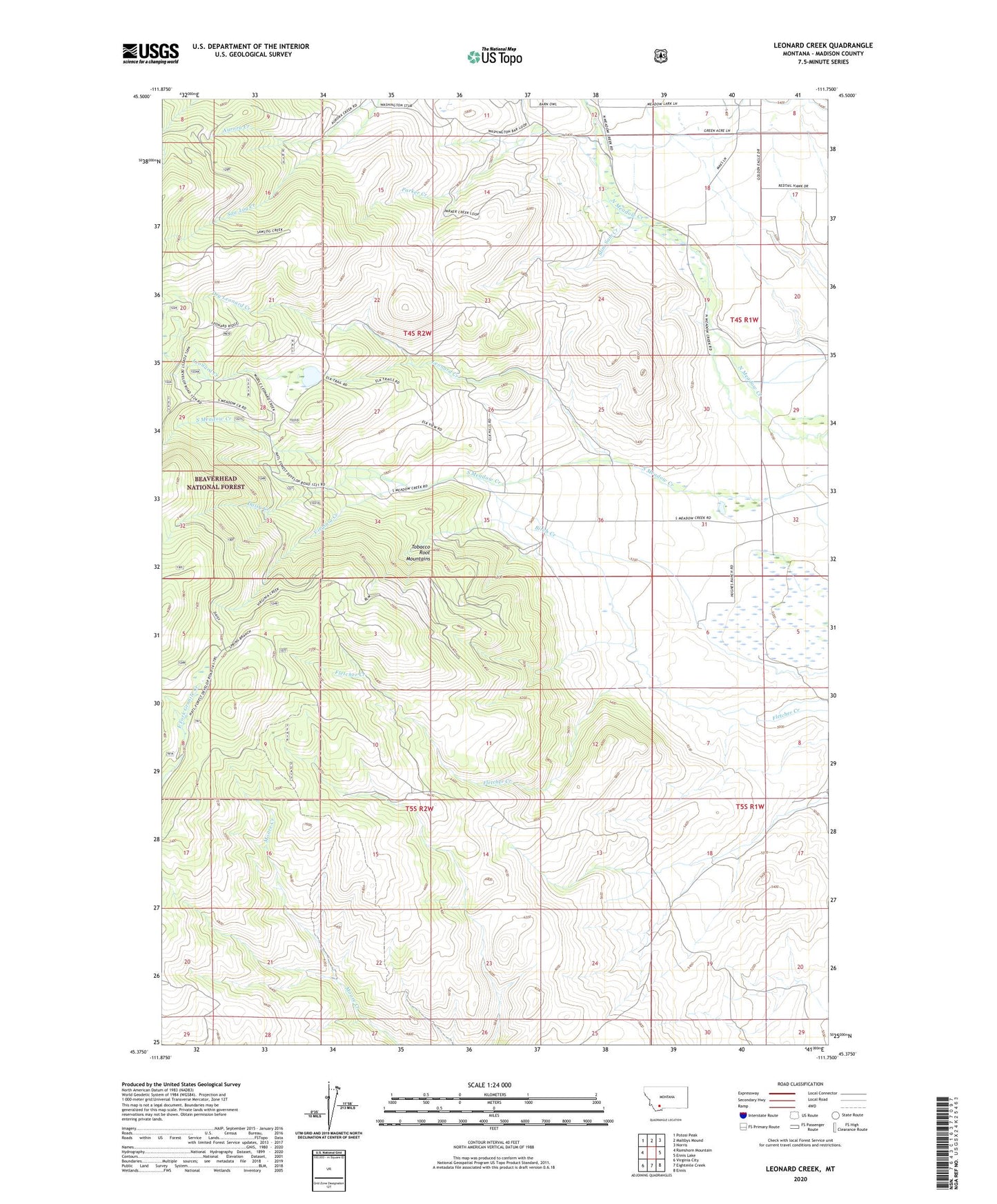 Leonard Creek Montana US Topo Map Image