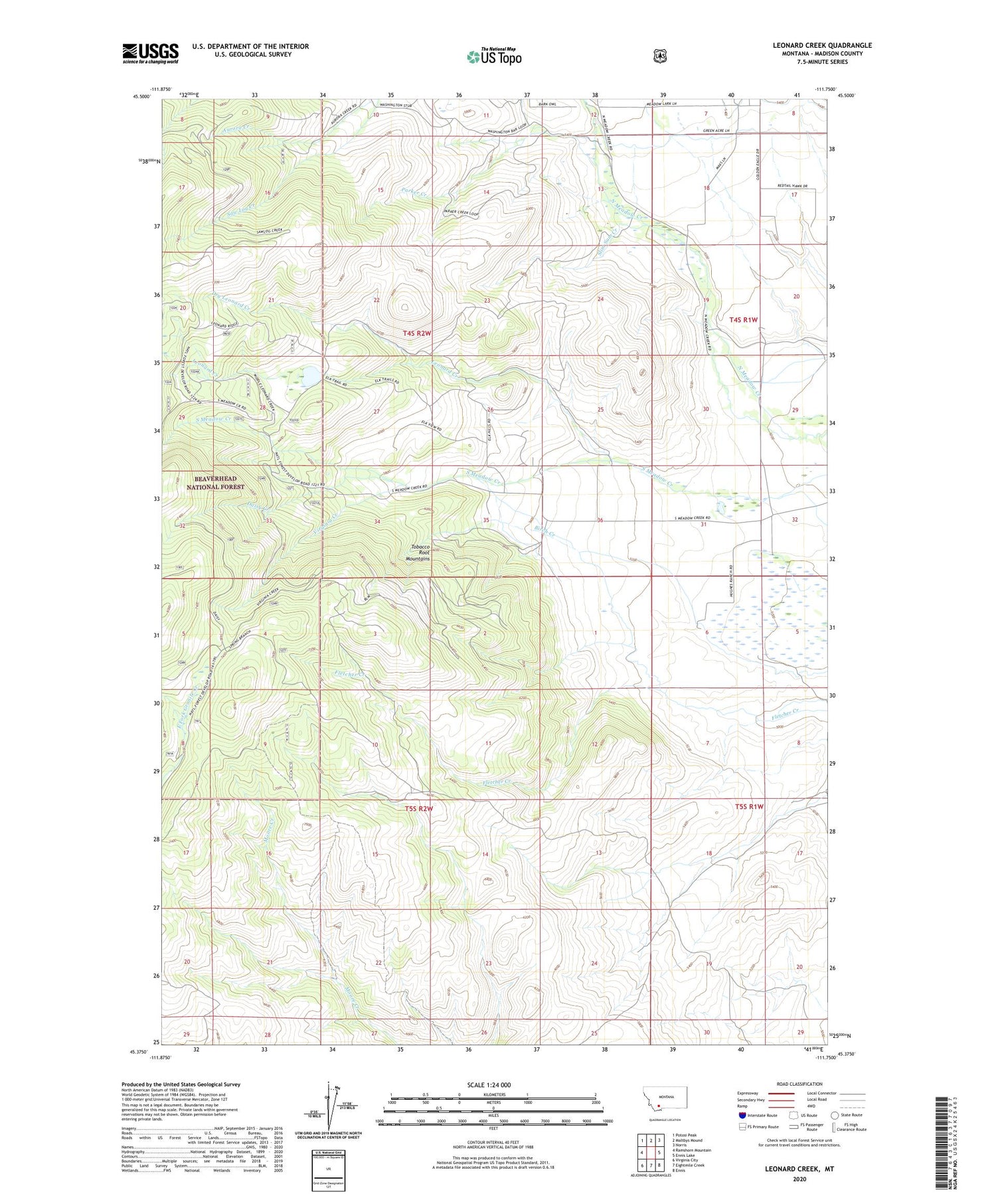 Leonard Creek Montana US Topo Map Image