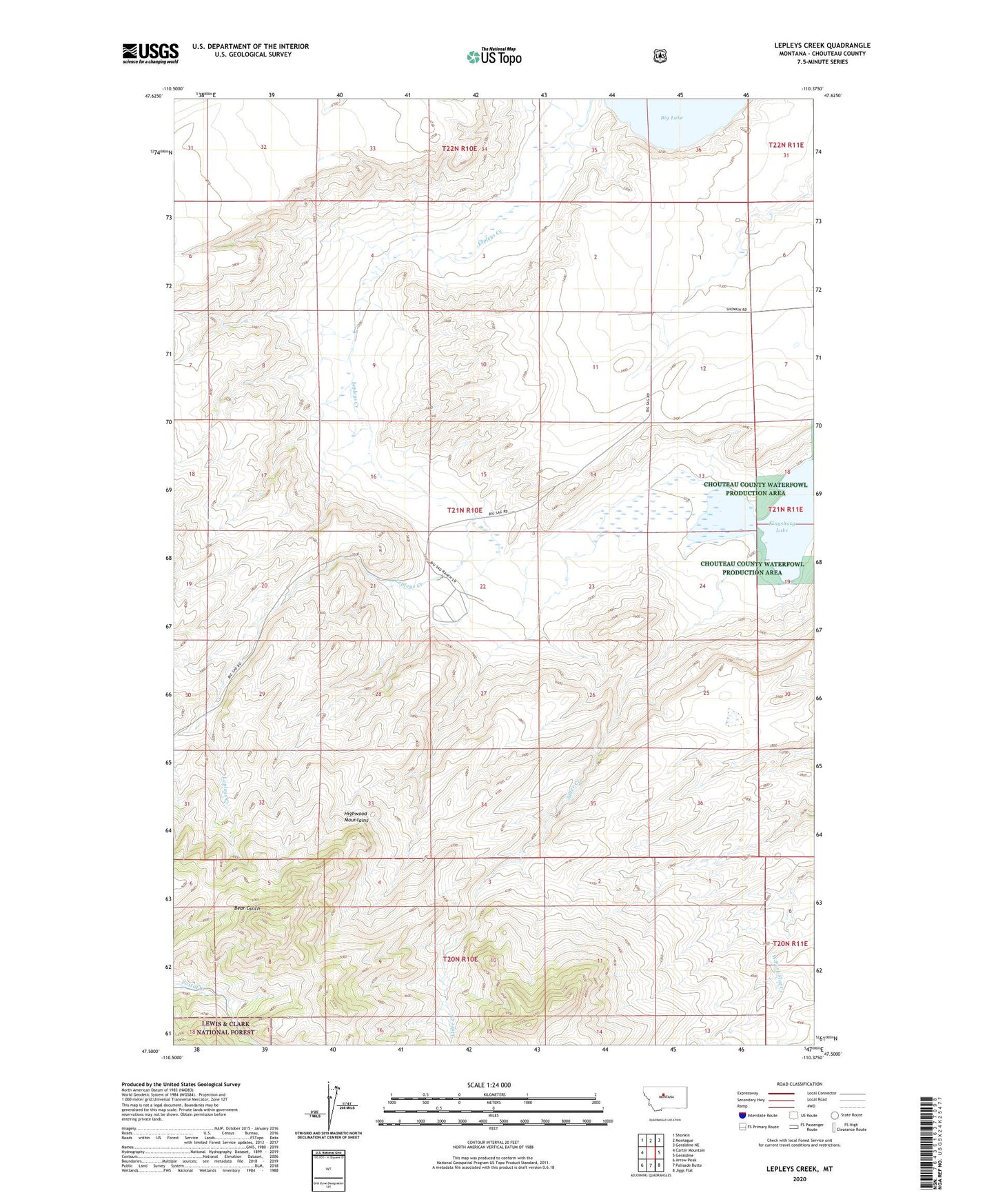 Lepleys Creek Montana US Topo Map Image