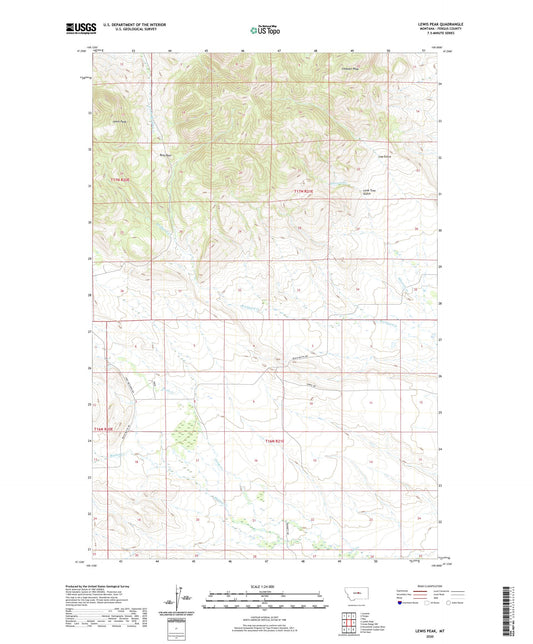 Lewis Peak Montana US Topo Map Image