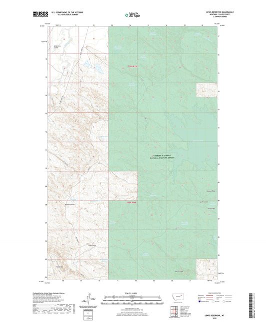Lewis Reservoir Montana US Topo Map Image