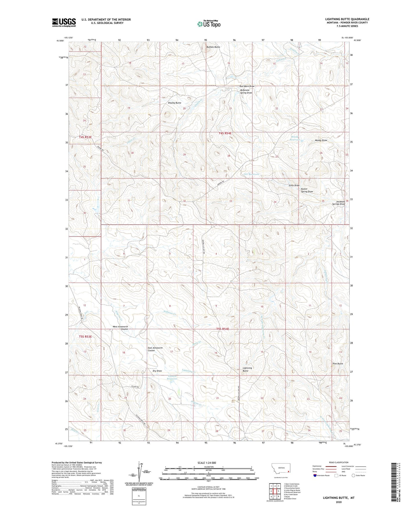 Lightning Butte Montana US Topo Map Image