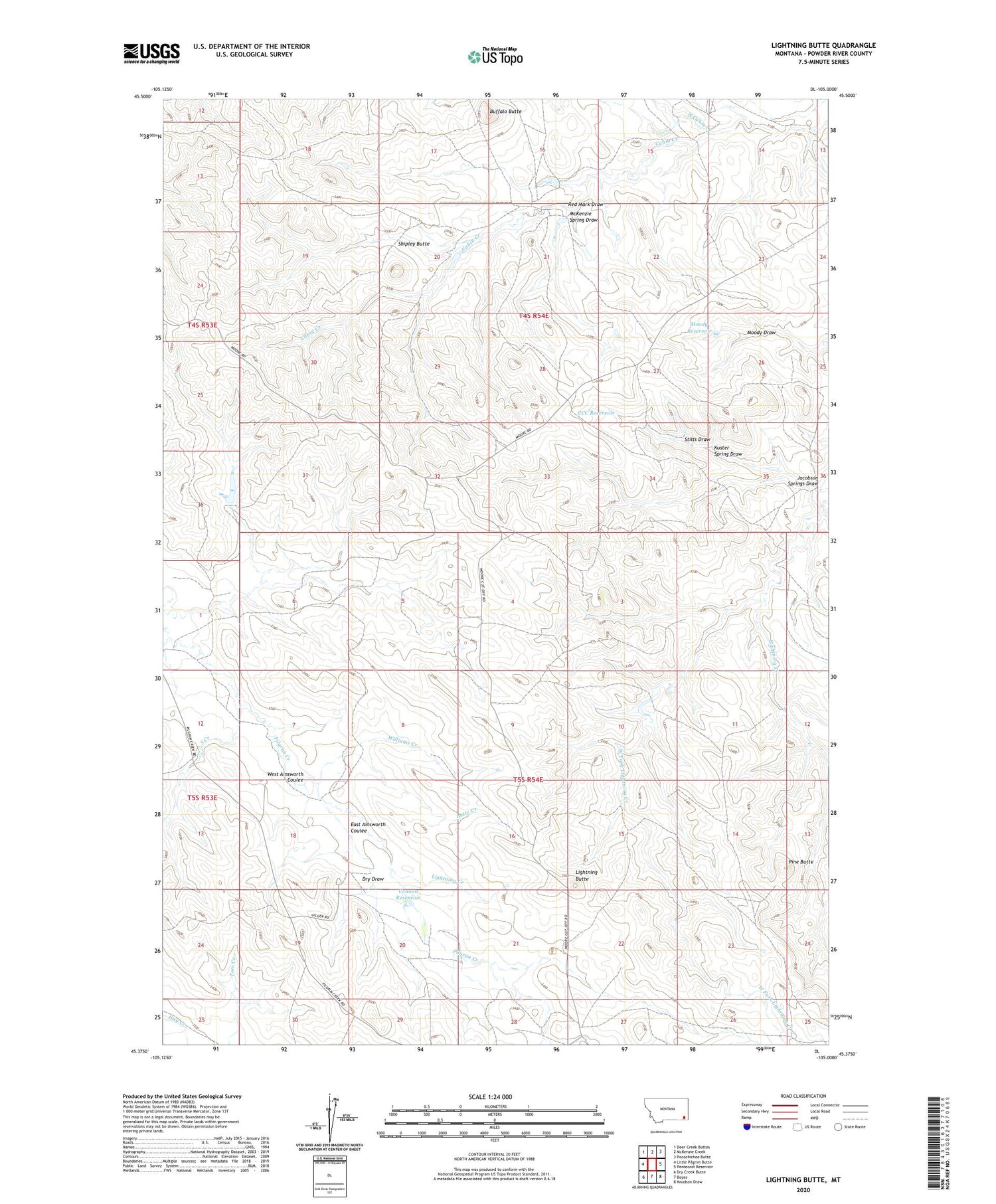 Lightning Butte Montana US Topo Map Image