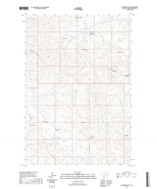 Lightning Butte Montana US Topo Map Image
