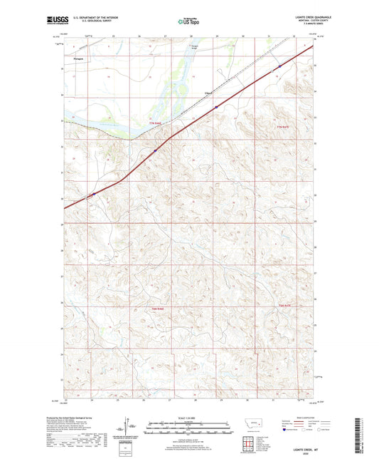 Lignite Creek Montana US Topo Map Image