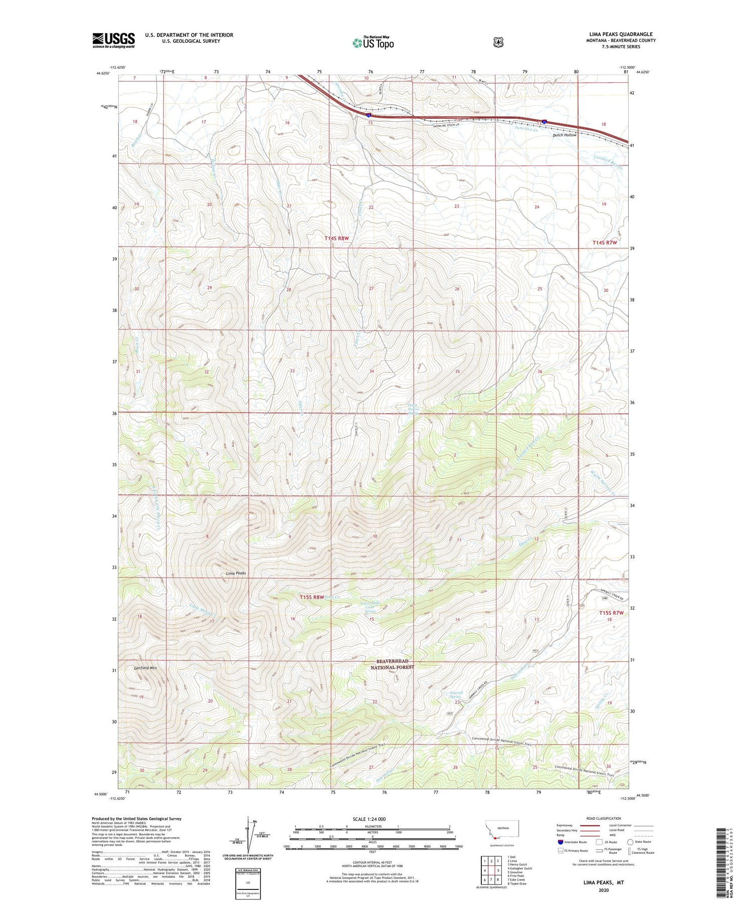 Lima Peaks Montana US Topo Map Image